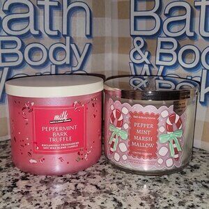 NEW BATH & BODY WORKS PEPPERMINT MARSHMALLOW & PEPPERMINT BARK TRUFFLE CANDLES